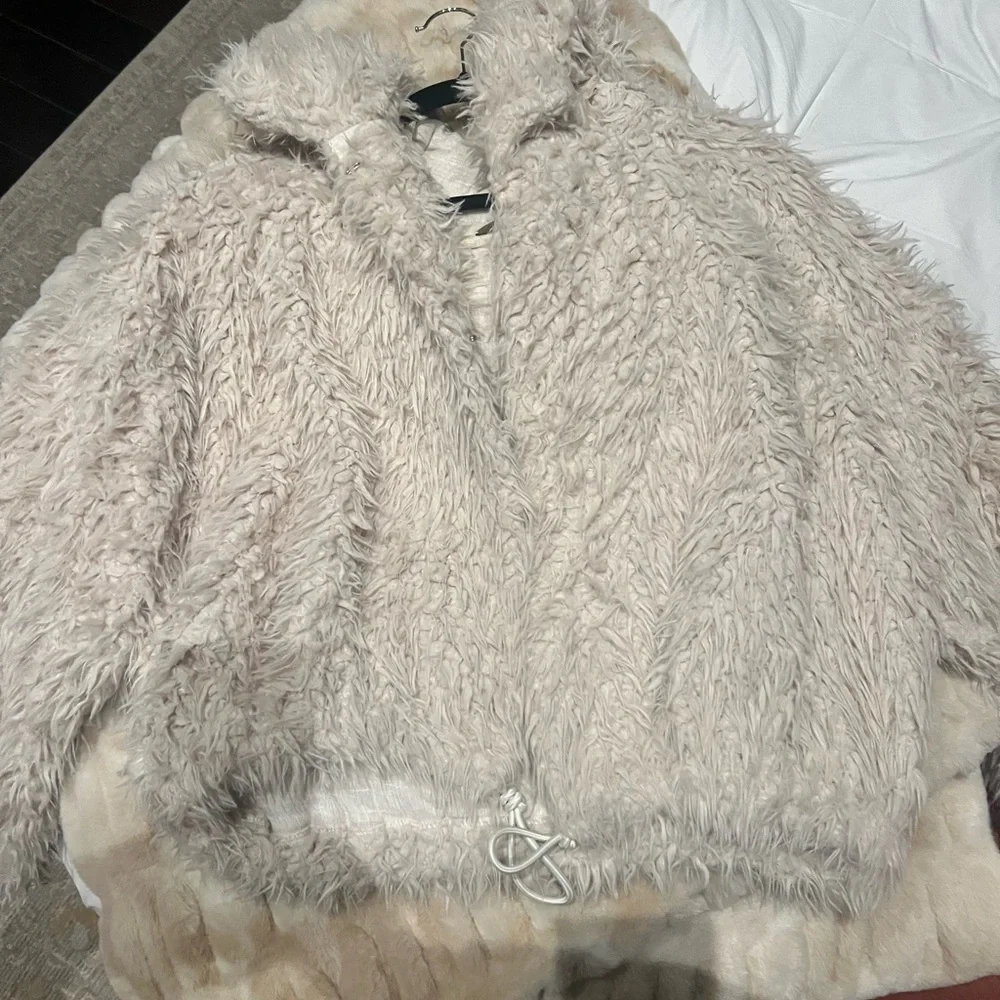 Free people Faux Fur Jacket coat Cream crop cropped FP moonlight off white teddy - Picture 7 of 12